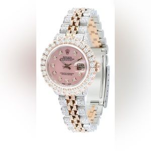 Vintage Rolex Datejust 26mm Pink Oyster Diamond Encrusted